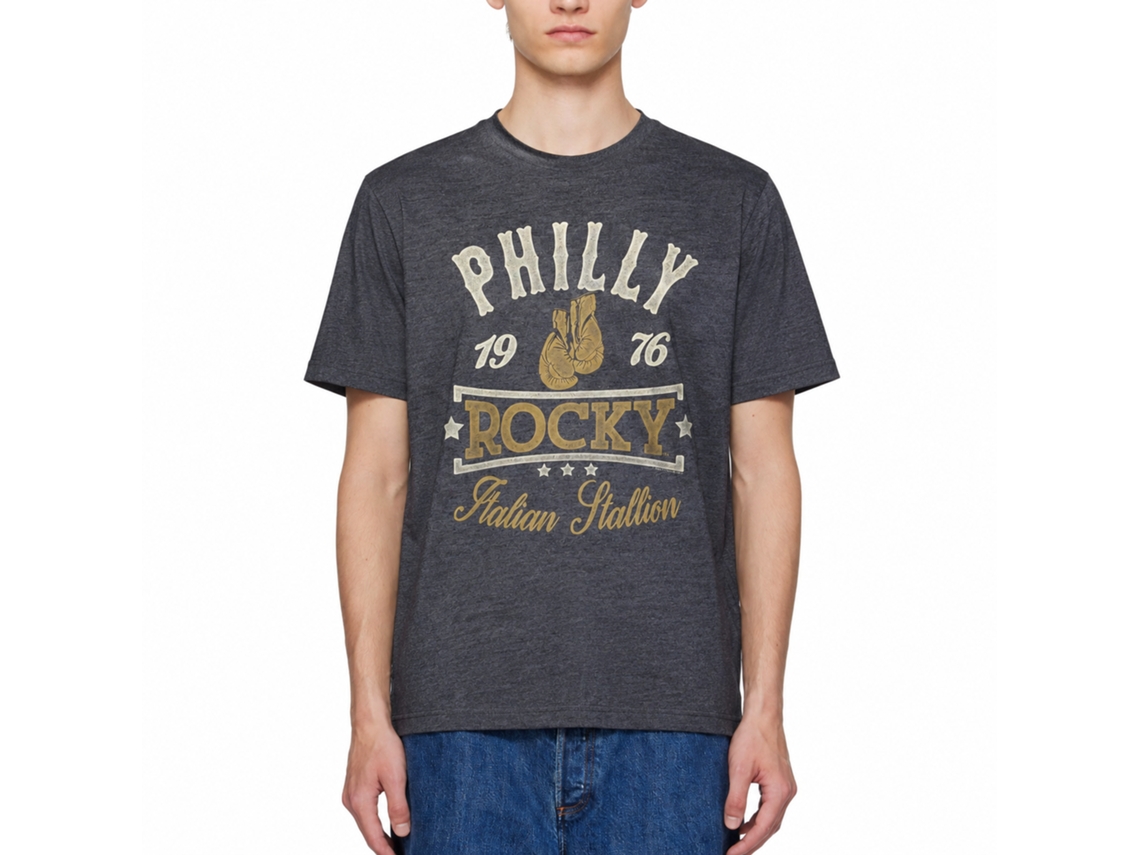Rockinstone Rocky Movie Patriotic Rocky Movie Heather Navy Adult T-shirt Size:xxxl