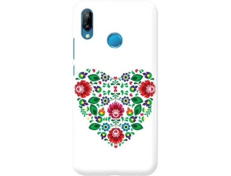 Capa Huawei P30 Lite FUNNYCASE Heart and Flowers Branco