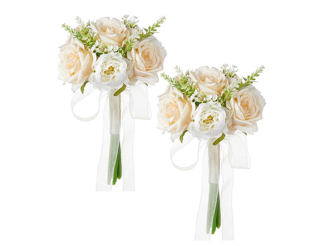 Laxiscreed Ramos De Rosas Ivory Rose Style Para Casamento - 2 Peças De Flores