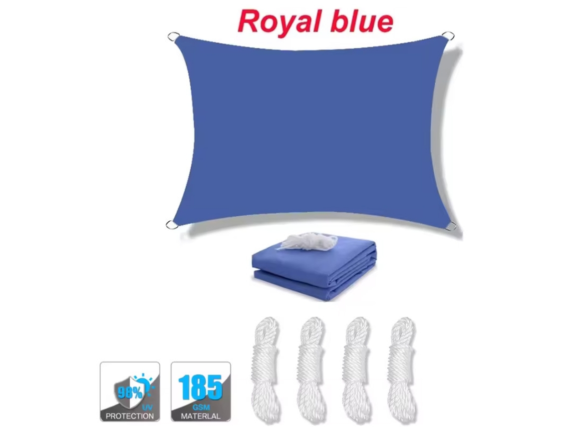 Toldo Vela De Sombra Impermeável E Proteção Uv Com Cordas Para Jardim E Pátio,azul Escuro/2x2m Gertiz