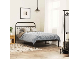 Vidaxl Estrutura De Cama Com Cabeceira 107x203 Cm Metal Preto