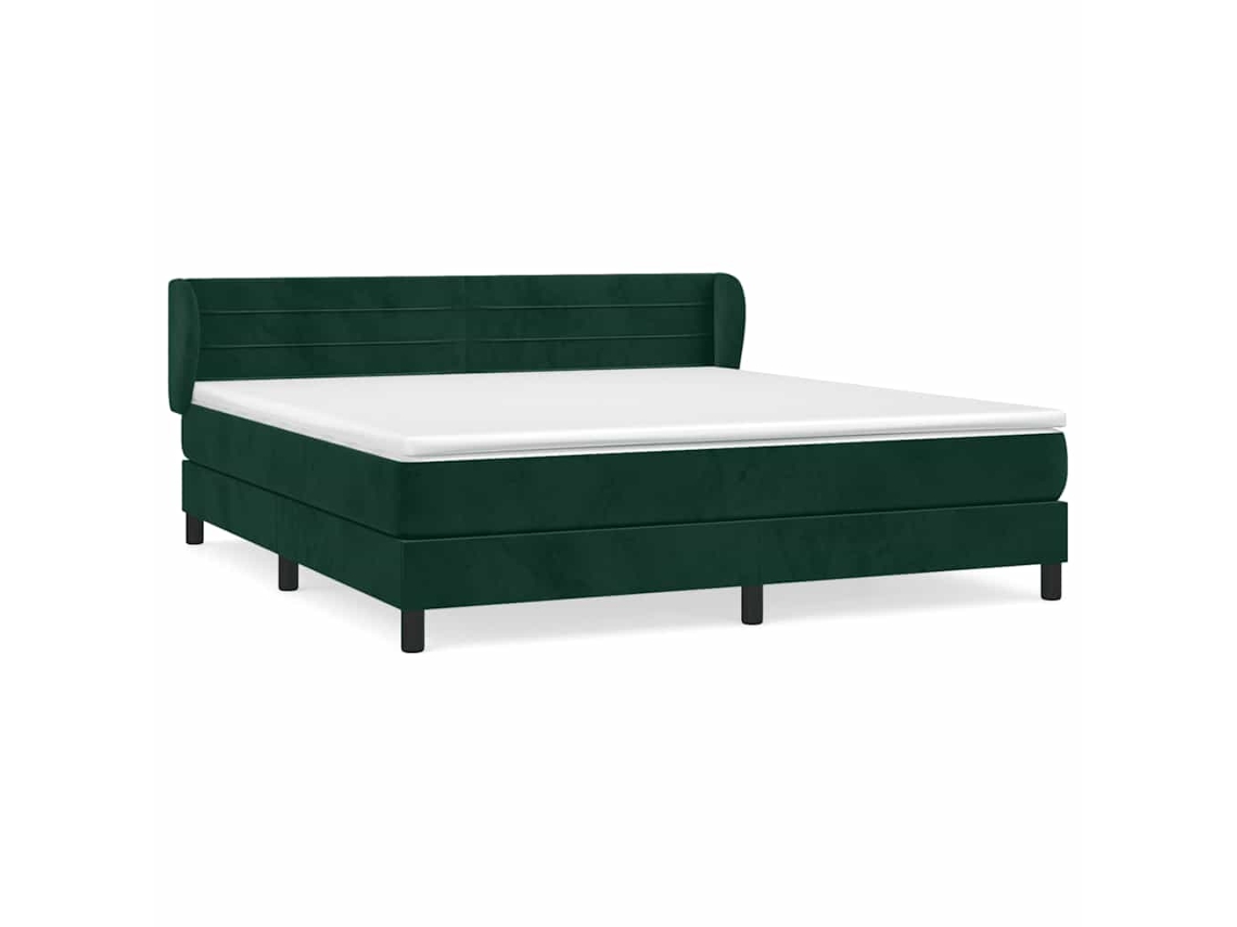 Cama com Molas/colchão 160x200 Cm Veludo Verde escuro MAISON EXCLUSIVE
