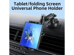 Suporte para tablet automotivo com ventosa para painel, compatível com tablets de 7" e 15" e celulares de 4" e 7", telas planas/dobráveis, preto. Viewleaf