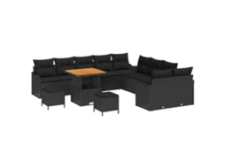 Conjunto 13 Móveis De Jardim Vidaxl Preto Vime Pe (286 X 289 X 85 Cm)