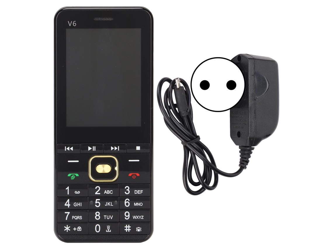 Mali telefone Celular para Idosos e Crianças V6 2g Desbloqueado Botão Tela Hd 2.8 Polegadas Quatro Cartões Quatro Standbys Preto Plugue Eu