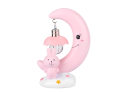 Lâmpada Decorativa Lua Coelha Rosa Resina Presente Cartoon