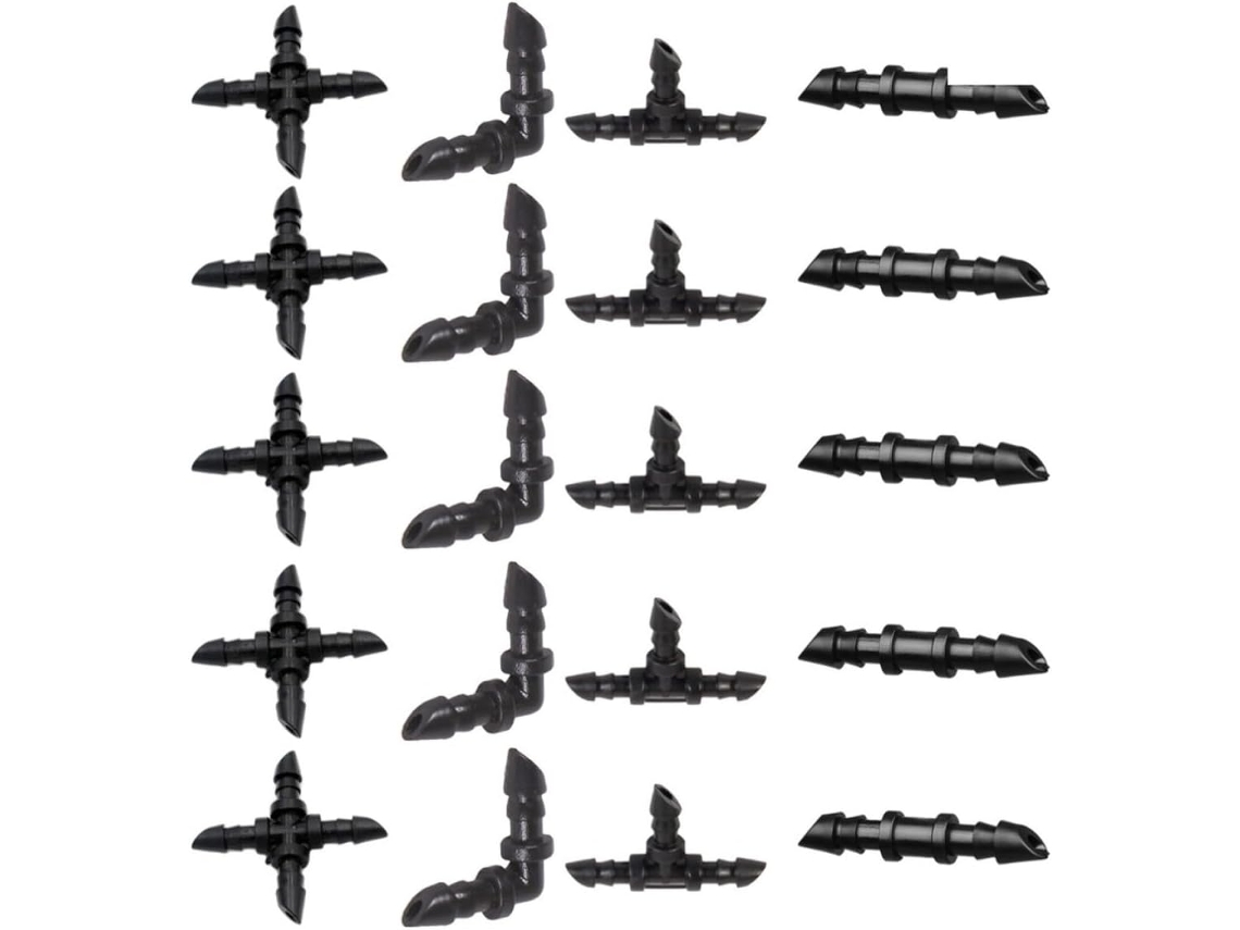 Conector De Irrigação Plástico 4/7 Mm, Kit Com 20 Peças Conexões