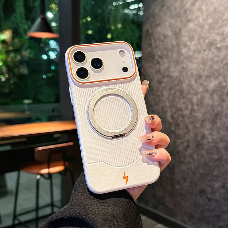 (branco, Iphone 17) Capa Para Celular Com Suporte De Anel Giratório 360° E Faixa Magnética Para Carregamento Sem Fio.