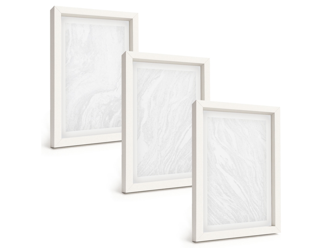 Composição De Quadros Estrutura De Mármore Elegante Espelharte (3 Peças 20x30 Cm)