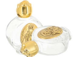 Conjunto 2 Garrafas Decorativas Portáteis Vidro Tampa Segurança Acabamento Dourado Diversos Estilos Comunhão GOKOCO