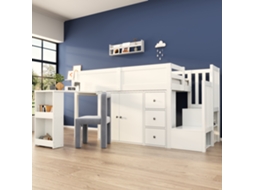 Cama Alta 90x200 Mdf Escrivaninha Armário Escada Infantil VOLTEDGE