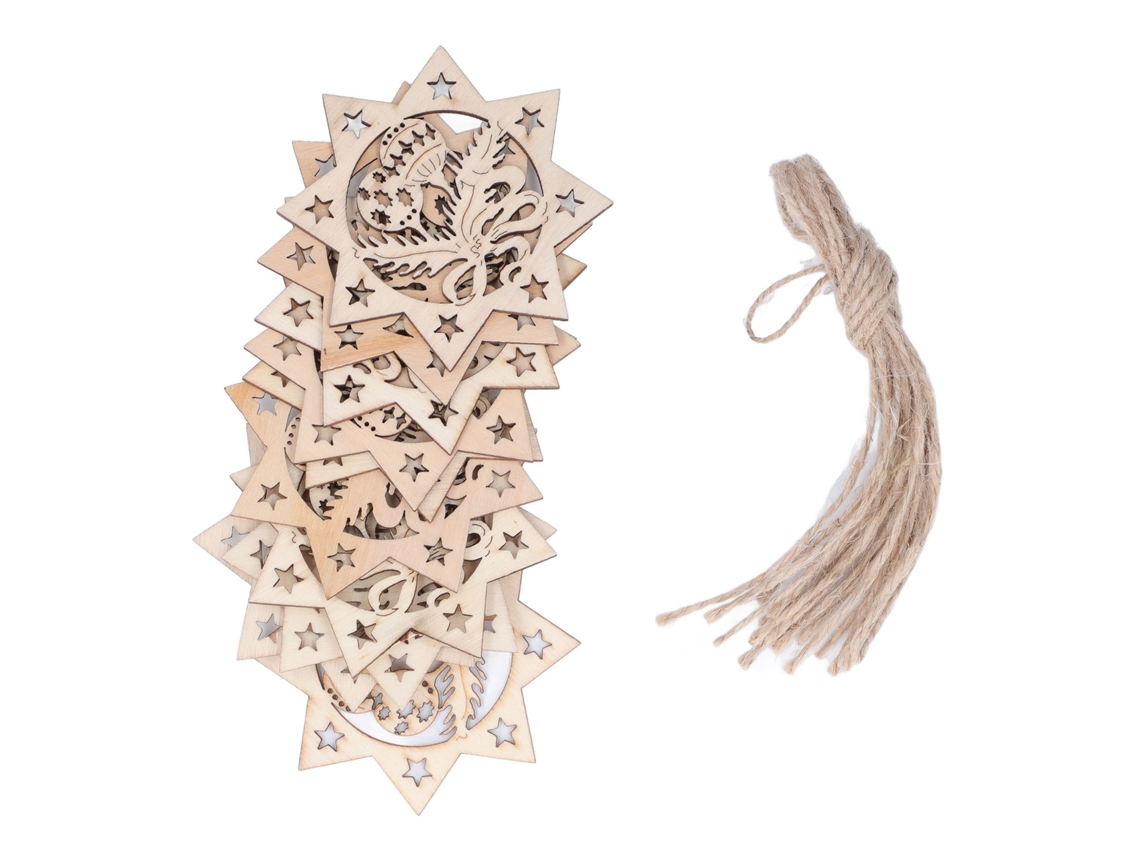 Enfeites Madeira Penduráveis Ocos Diy Árvore Natal Decorativos S/MARCA