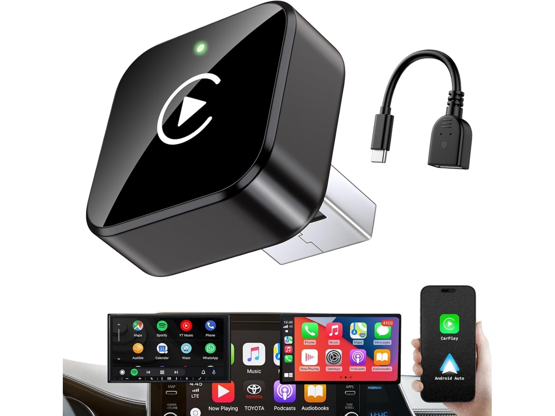 Adaptador Carplay Sem Fio Com Design Mini Atualizado (2026) E Plugue Usb/usb-c.