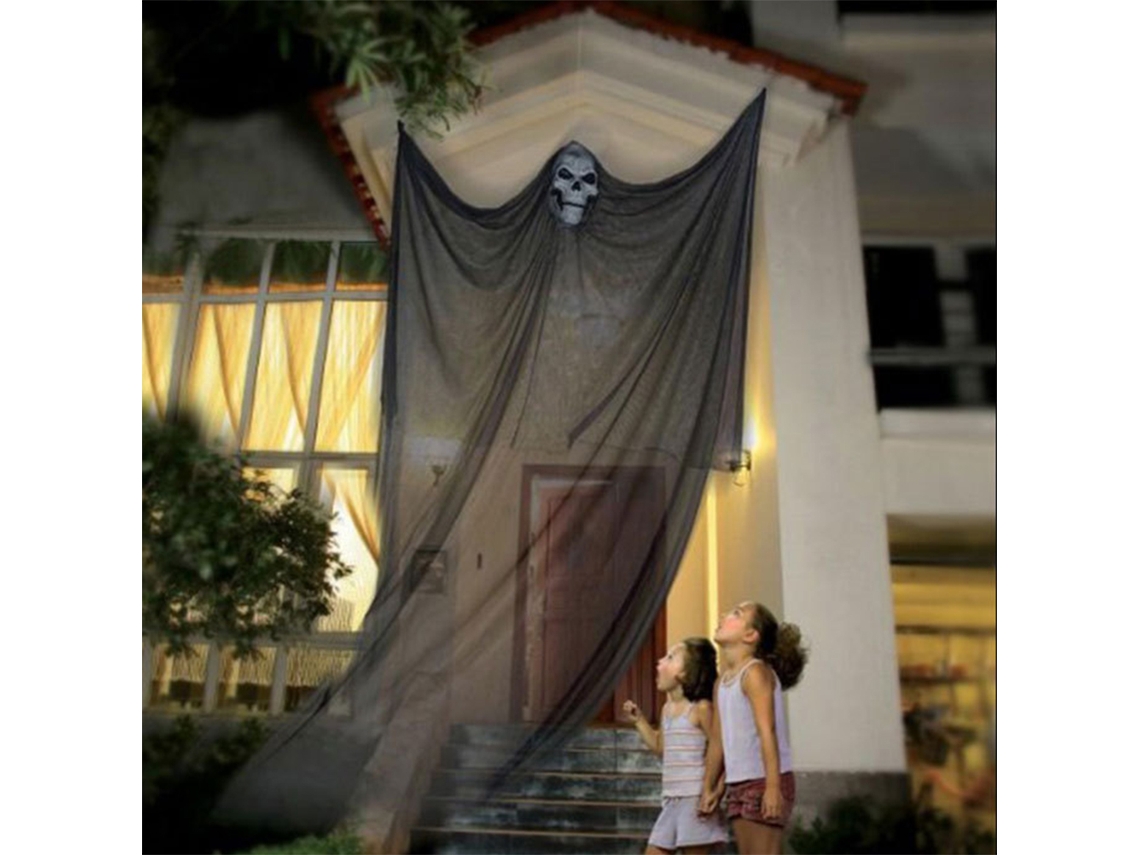 Decoração De Halloween Fantasma Pendurado Tule Preto 3m