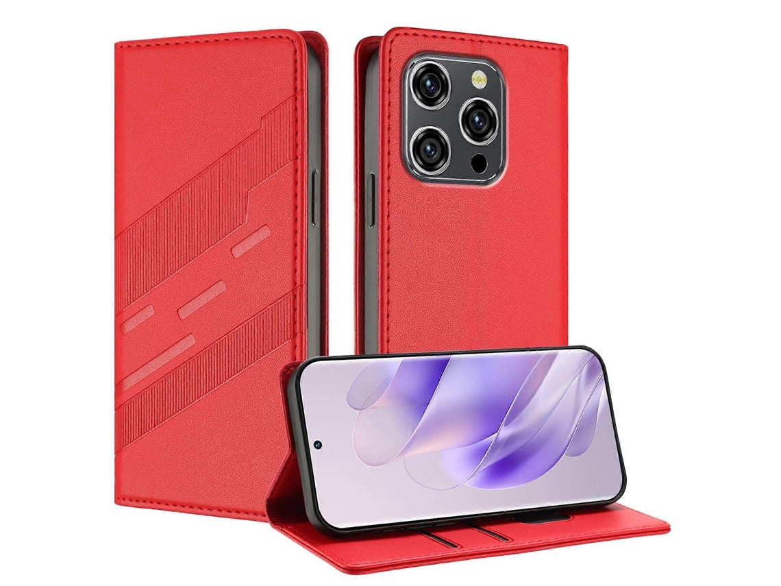 Capa De Celular Retrô De Couro Com Carteira Multifuncional Em Relevo