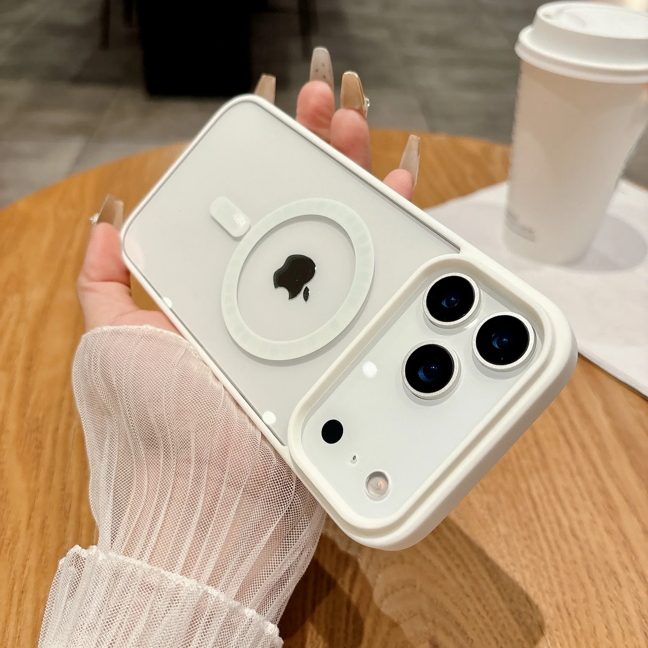 (branco, Iphone 11 Pro Max) Capa De Celular Simples Em Acrílico Transparente, Compatível Com Carregamento Sem Fio Magnético, Com Textura Fosca.