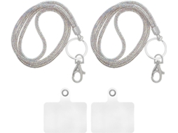 Lurelia Porta-crachá, Strass Prateado, Com Cordão Retrátil, 2 Peças Em Nylon, Para Estudantes E Funcionários