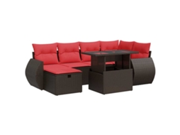 Conjunto de 7 Sofás Jardim com Almofadões Vime Pe Castanho MAISON EXCLUSIVE (0)