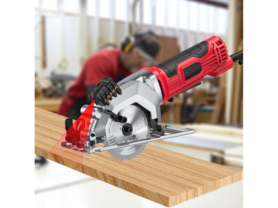 Serra Circular Compacta 4,5" Laser 3700rpm Vermelha Eu