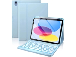 Capa Teclado Bluetooth Czhhmart Para Ipad Pro 11 M4 (2024) Polegadas, Con Teclado Retroiluminado Magnético (azul Celeste)