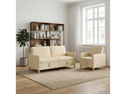 Vidaxl Conjunto De Sofá Com Armazenamento 2 Unid. Creme Poliéster