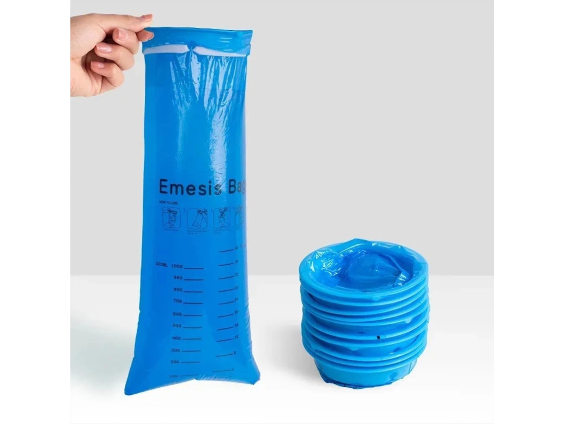 Sacos descartáveis para vômito Rebe, pacote com 20 unidades de 1000ml, duráveis e à prova de vazamentos, ideais para carro e avião (100 unidades).