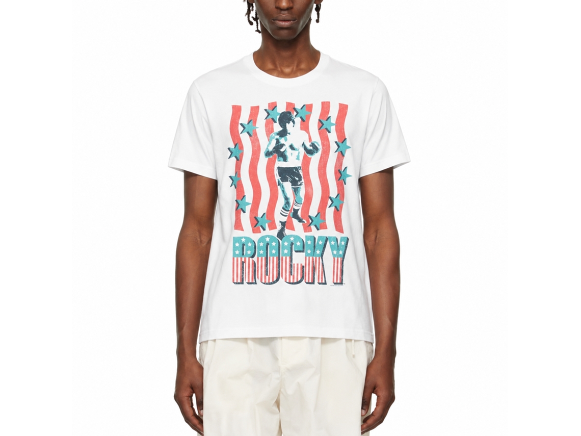 Rockinstone Rocky Movie Patriotic Rocky Movie White Adult T-shirt Size:m