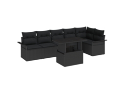 Conjunto 7 Conjunto De Sofá De Jardim Vidaxl Preto Vime Pe (100 X 55 X 73 Cm)