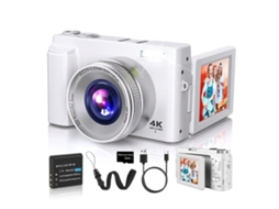 Câmera 4k Para Vlogs Com Tela Giratória De 180º, 48mp, Selfie E Wi-fi - Presente Ideal Para Meninos, Meninas E Estudantes (branca)