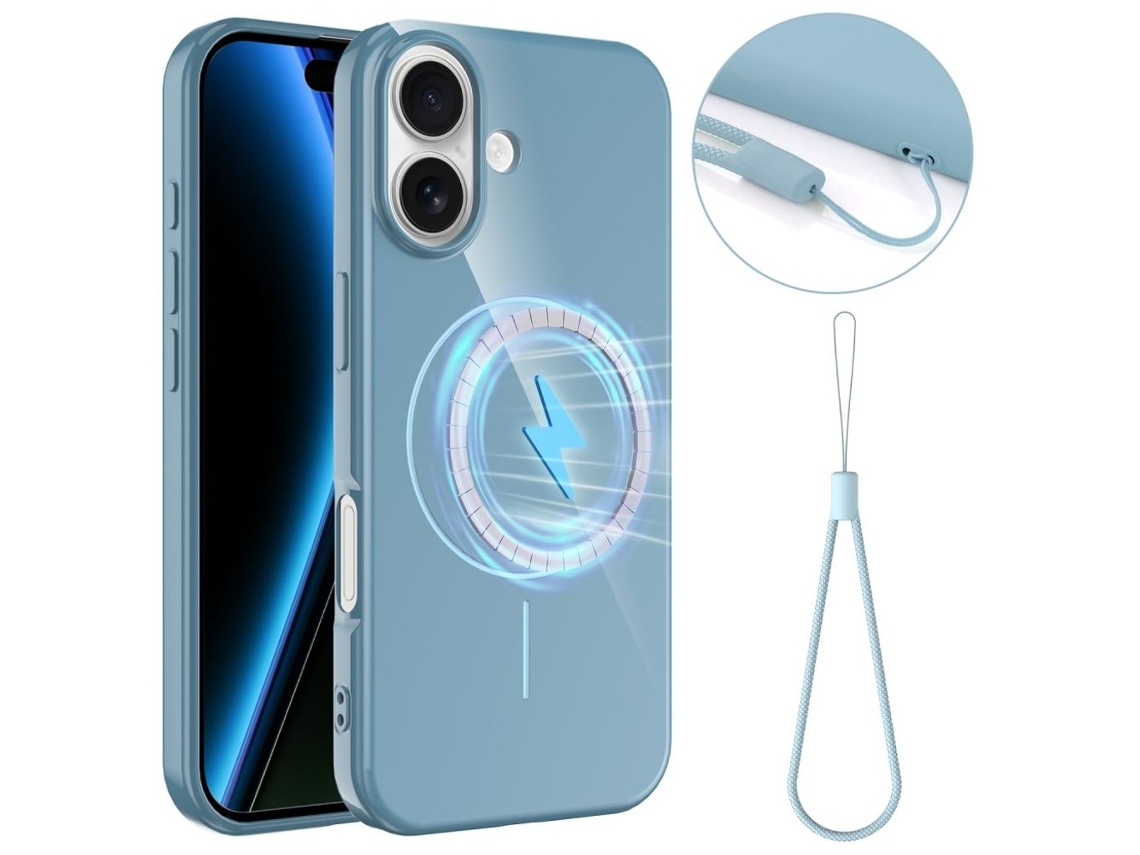 Capa Para Iphone 17 Compatível Com Magsafe E Com Alça De Transporte - Azul