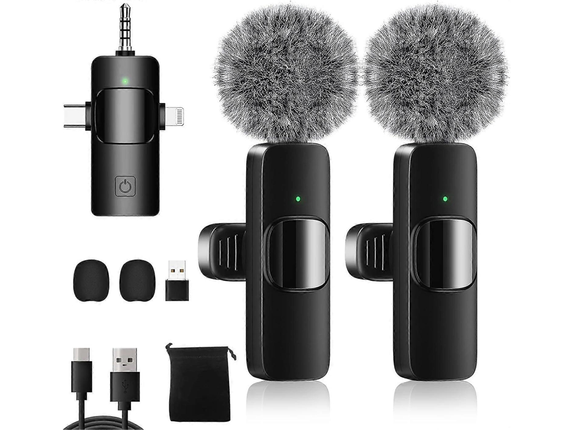 Microfone De Lapela Sem Fio Em 1 Para Iphone, Android, Câmera, Laptop, Usb C Slowmoose