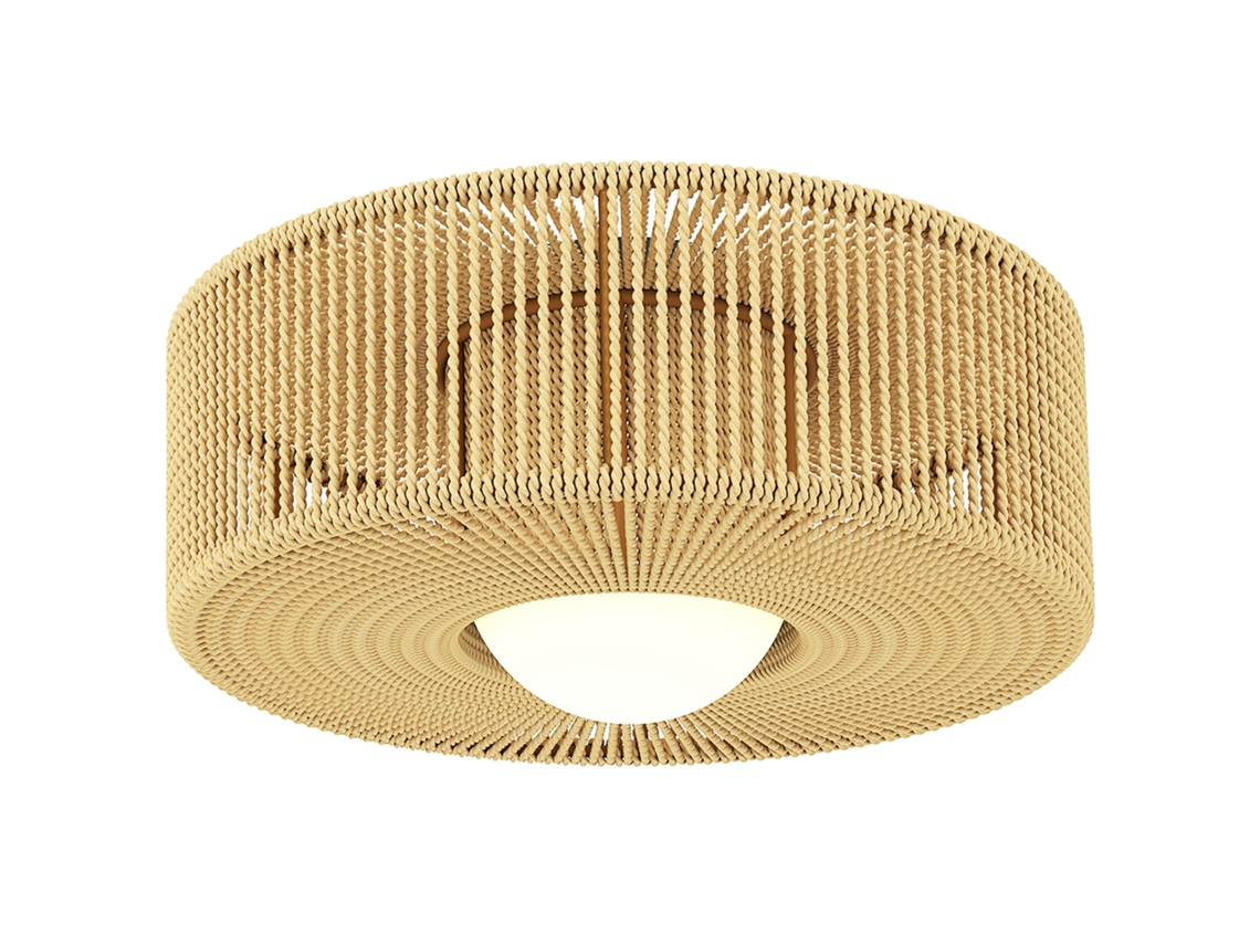 Lâmpada de Teto Led Boêmia 20w 3000k com Cúpula de Corda de Linho para Quarto Sala Cozinha Jantar Marrom BTFORUS