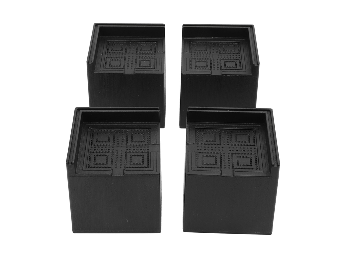 Lurelia Elevador Para Móveis, 4 Peças, Reforçado, Em Plástico, Em Eva, Para Cama, Sofá E Mesa, 9x9x8cm, Preto, Suportar Até 1000 Kg
