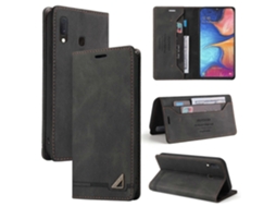 Capa De Couro Escovado Horizontal Com Aba, Resistente A Furtos, Para Samsung Galaxy A20e, Com Suporte, Compartimentos Para Cartões E Carteira.