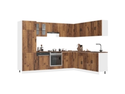 Vidaxl 14 Peças Armário De Cozinha Conjunto Porto Madeira Velha