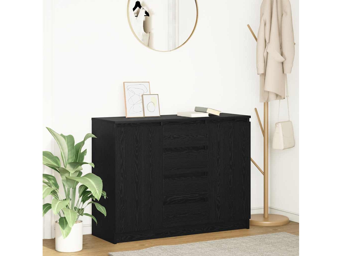 Vidaxl Aparador C/ Gavetas Derivados De Madeira Carvalho Preto
