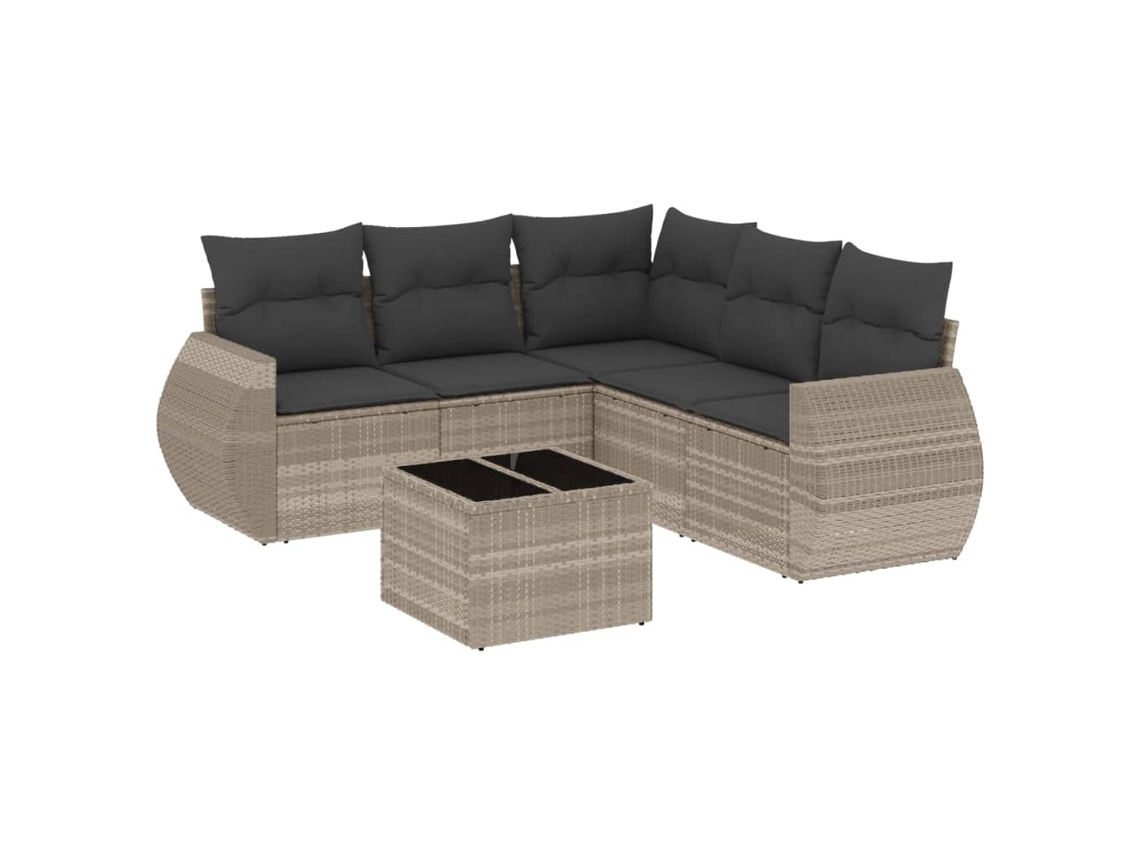 Conjunto de 6 Sofás Jardim com Almofadões Vime Pe Cinzento Claro MAISON EXCLUSIVE (80x200 cm)