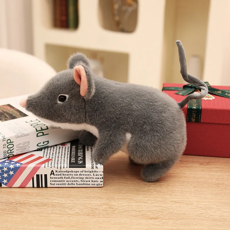 Brinquedo de Pelúcia de Rato Anime Realista e Fofo MDUG (cinza, 27 Cm)