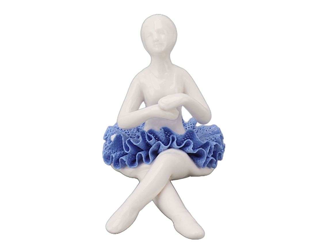 Estátua Bailarina LAXISCREED Porcelana Azul Decoração Mesa