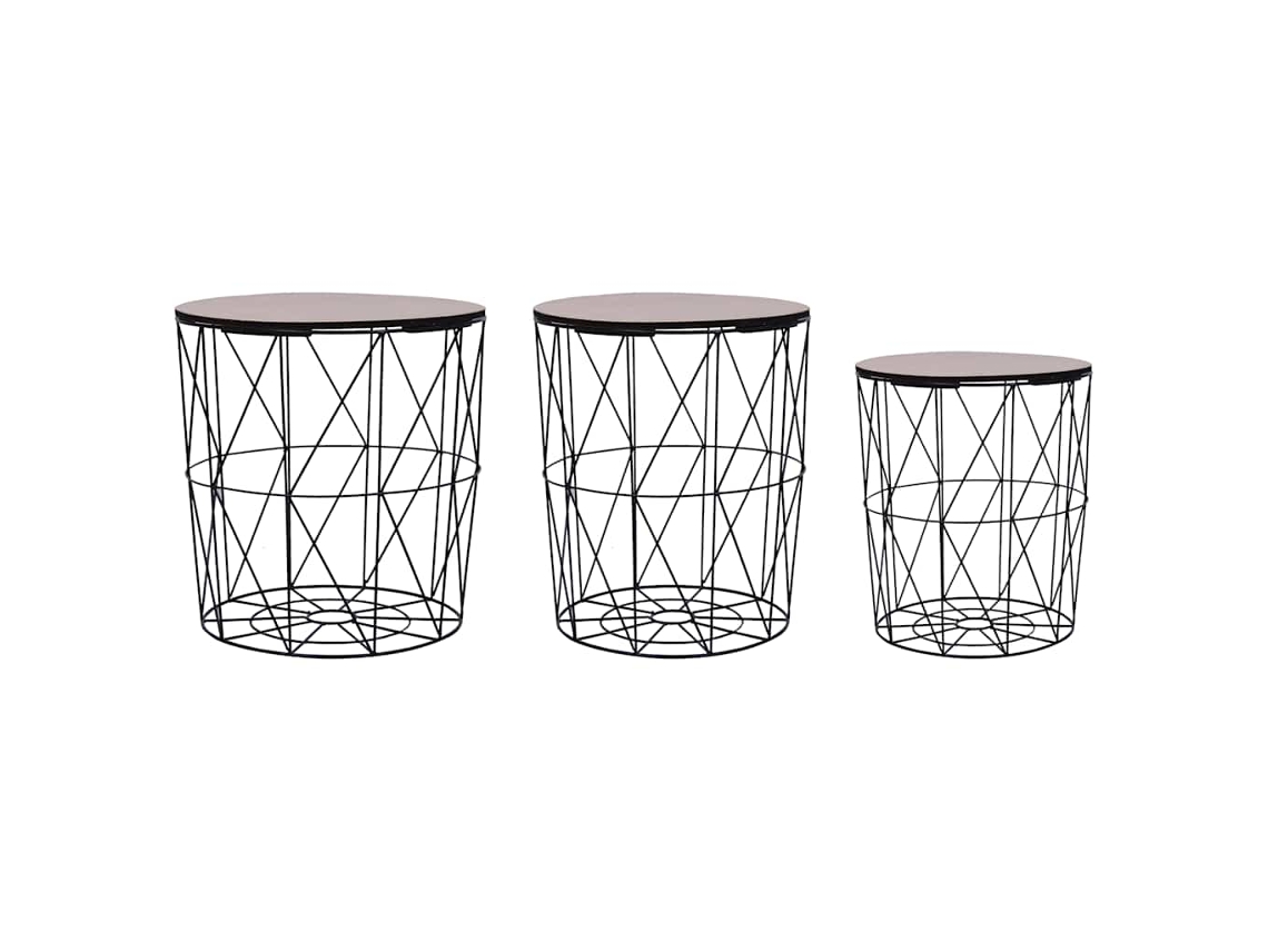 Vidaxl Mesas De Centro 3 Pcs Preto