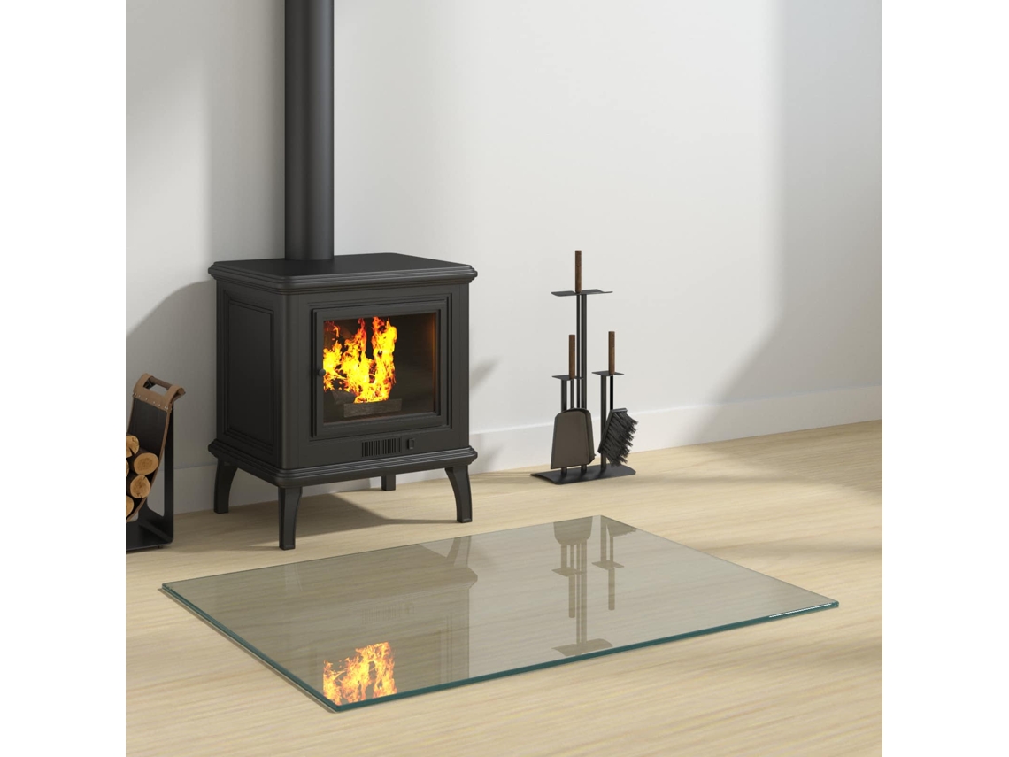 Vidaxl Placa De Vidro Para Lareira Transparente 80 X 60 Cm Vidro