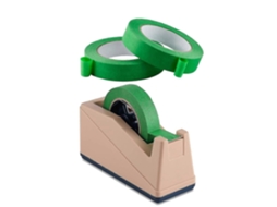 Kit Com 2 Fitas Adesivas Verdes Para Pintura De 2,5 Cm E Dispensador Fita Térmica Sublimação