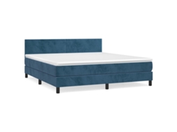 Cama com Molas/colchão 180x200 Cm Veludo Azul escuro MAISON EXCLUSIVE