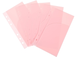 Pastas de Arquivo A6 com 6 Inserções Furos, 5 Sacos Multiuso, Polipropileno Rosa Claro, Saco para Arquivos de Documentos