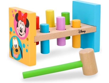 Jogo Didáticos  Jogo do martelo e blocos de madeira Disney (21x9x12 cm - 1 ano)