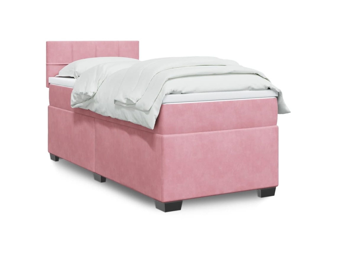 Vidaxl Cama Com Molas/colchão 100x200 Cm Veludo Rosa
