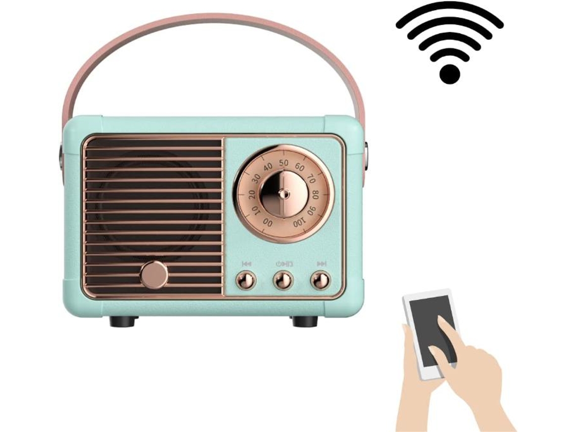 Alto Falante Bluetooth Estilo Retrô, Design Clássico De Rádio De Estilo Antigo, Azul Claro Yizhood