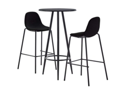 Vidaxl 3 Pcs Conjunto De Bar Tecido Preto