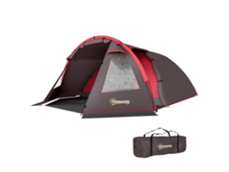 Barraca De Camping Para 2 A 4 Pessoas Com Quartos Separados, Impermeável, Com Portas Duplas, Cinza.