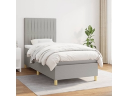Vidaxl Cama Com Molas/colchão 90x190 Cm Tecido Cinzento-claro